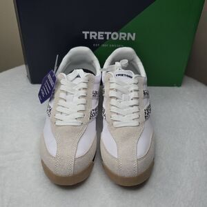 NIB Tretorn Kristine Elite Sneakers 9.5M Suede Nylon Black White Leopard